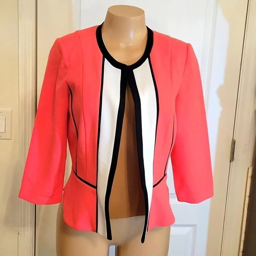 BRAND NEW SANDRA DARREN COLORBLOCK JACKET DRESS SHOULDER PADS KNEE LENGTH